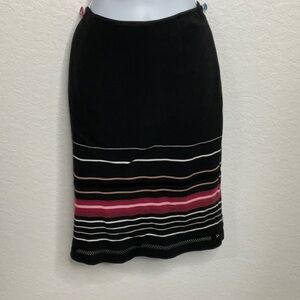 29- White House Black Market EUC Black Striped Skirt, Size 4. Rayon Blend